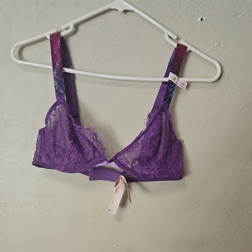Victoria's Secret Purple Lace Bra with Sparkle Straps